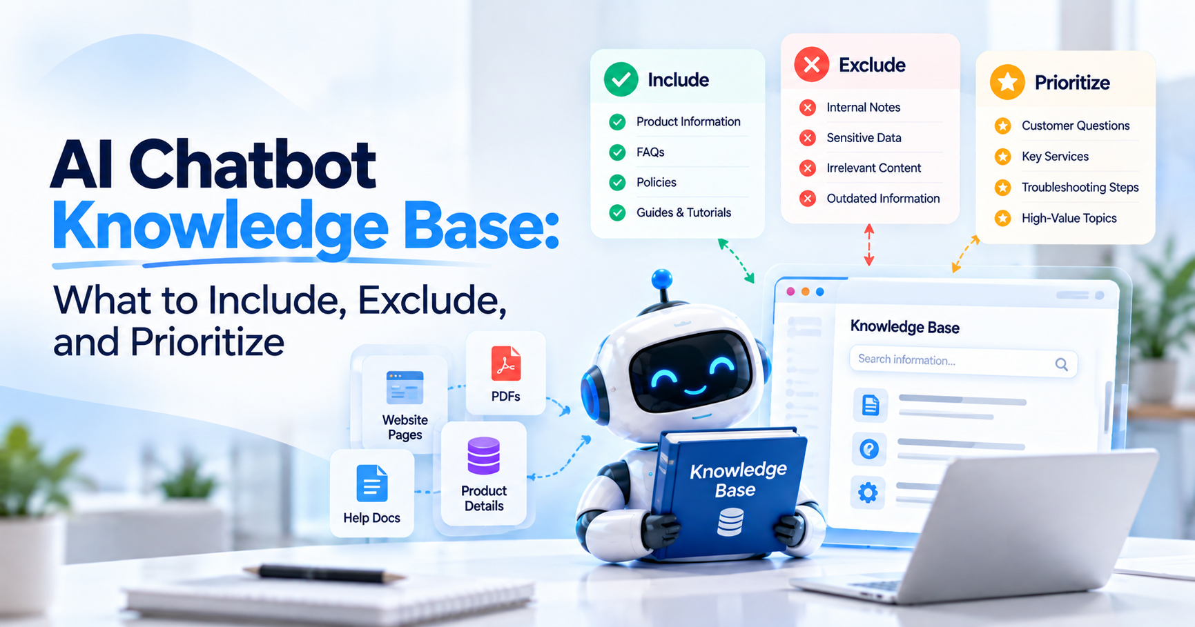 AI Chatbot Knowledge Base: What to Include, Exclude, and Prioritize