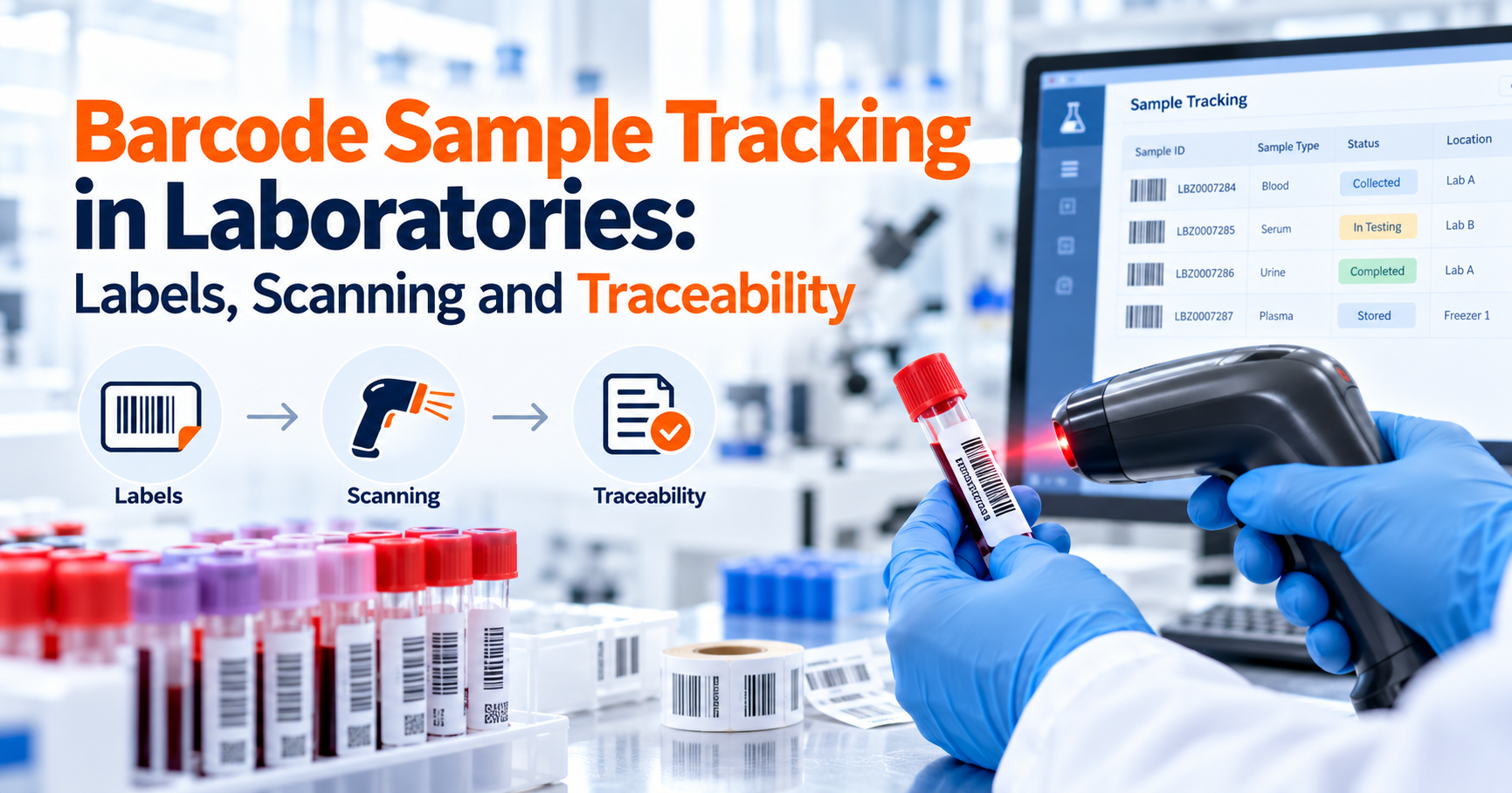 Barcode Sample Tracking in Laboratories: Labels, Scanning and Traceability