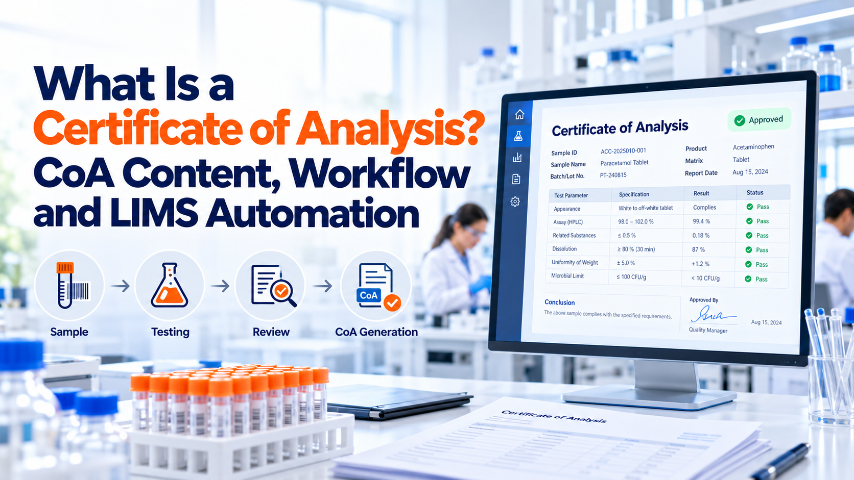 What Is a Certificate of Analysis? CoA Content, Workflow and LIMS Automation
